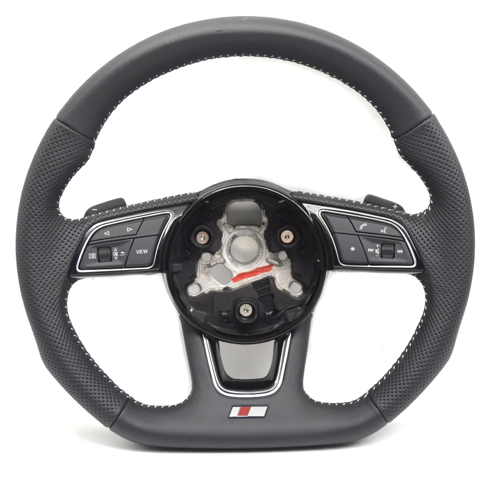 

For Audi s rs sline logo A3 A4 B9 A5 B9 A3 8V2 S3 S4 S5 RS3 RS4 custom leather perforated alcantara steeringwheel Custom colour