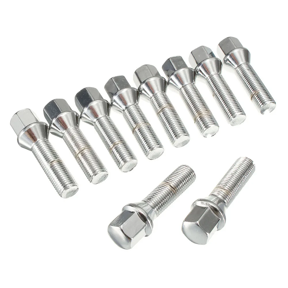 AOSU 10PCS Nuts Suit For BMW x1x3x5x6x73series 28/35/40/45/50mm Lengthen Steel Wheel Bolts M14 x 1.5 M12*1.5 M14*1.25 M12*1.25