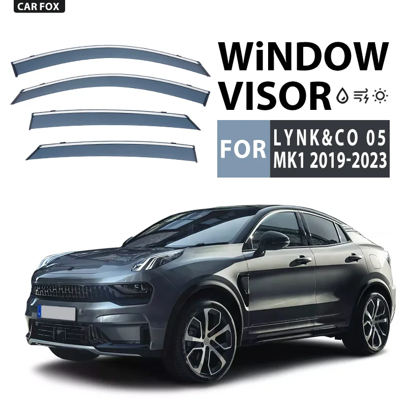 

Пластиковый козырек для окон LYNK & CO 05 MK1 2019-2023, вентиляционные оттенки, защита от солнца и дождя для LYNK & CO 05 MK1 2019-2023