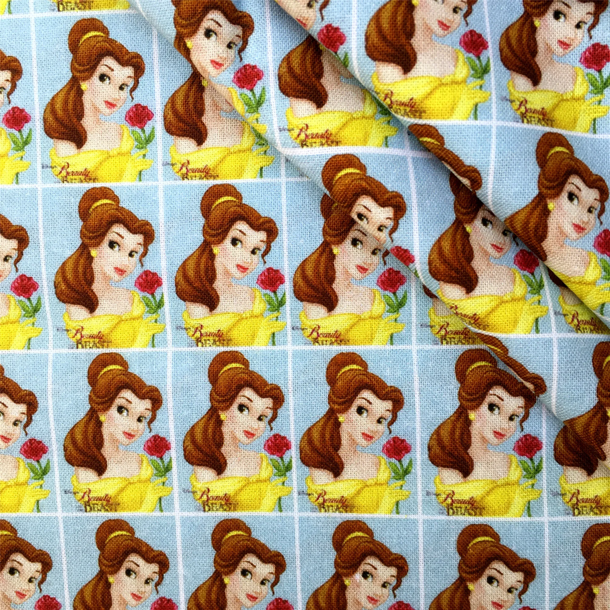 Disney Bella Beauty and the Beast 50*145cm Polyester Cotton Fabric Sewing Quilting Fabric Needlework Material DIY Handmade