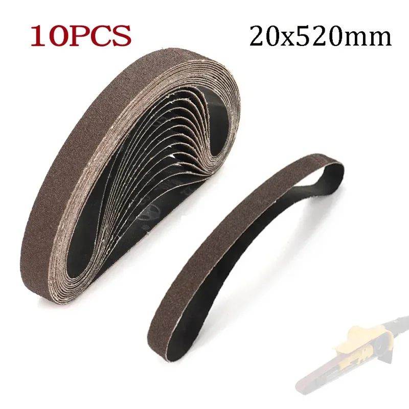 

10PCS 20X520mm Sanding Belt Sander Accessories Abrasive for Metal Wood Furniture Grinding Suitable for Pneumatic Sander