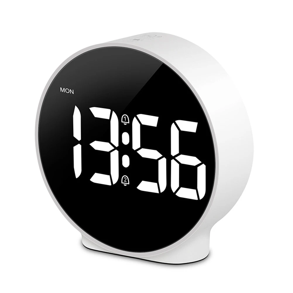 Digital Alarm Clock Time Display Electric Alarm Clock 5min Snooze Colourful Numerals Digital Table Calendar for Bedrooms Bedside