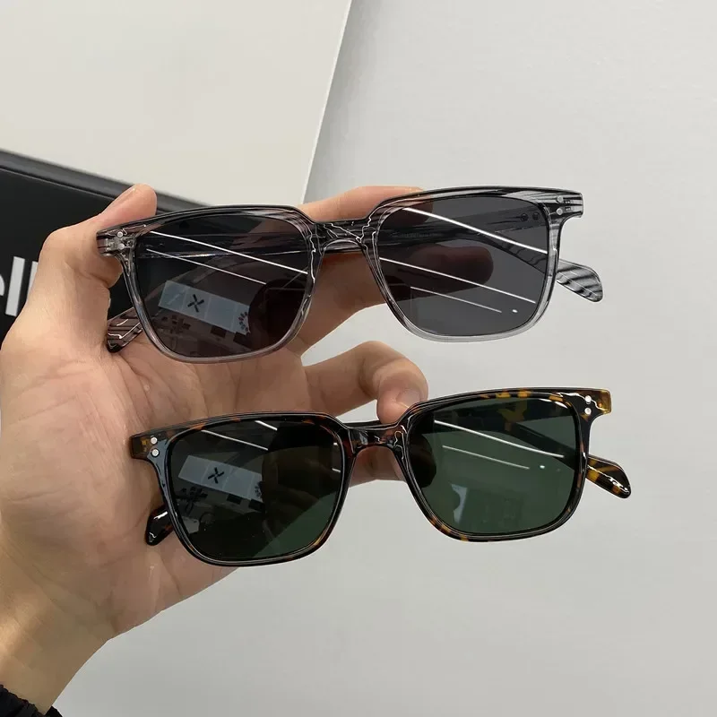 Vintage Fashion Items Leopard Dark Green Square Sunglasses Man  Shades Male Sun Glasses Brand Designer Travel Sunglasses