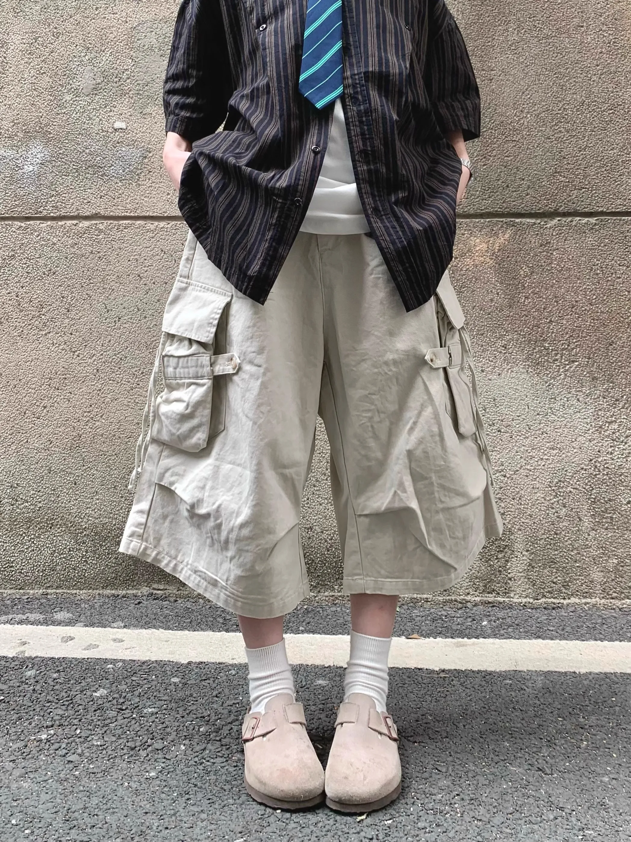 

Waed Heavyweight Seven-Foot Pants ex Loose Fit Street Sle Dstring Retro Japanese Design Youth Casual Trousers