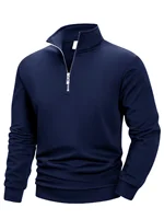 Autumn Men's Sweatwear Quarter Zip Up Sweatshirts Base Sweater Long Pullover Men's Outdoor Mock Neck Tops Streetwear 2