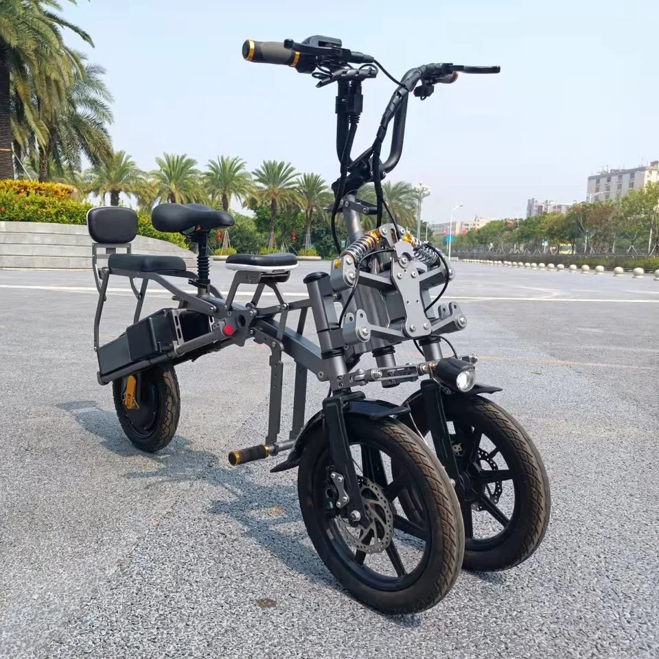 アップグレードされた14インチ電動三輪車500W 48Vデュアルバッテリー