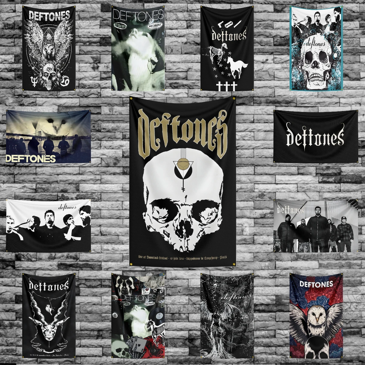 3x5 Ft Deftones-Band Flaga Poliestrowy baner z nadrukiem cyfrowym do dekoracji drzwi garażowych z mosiężnymi przelotkami