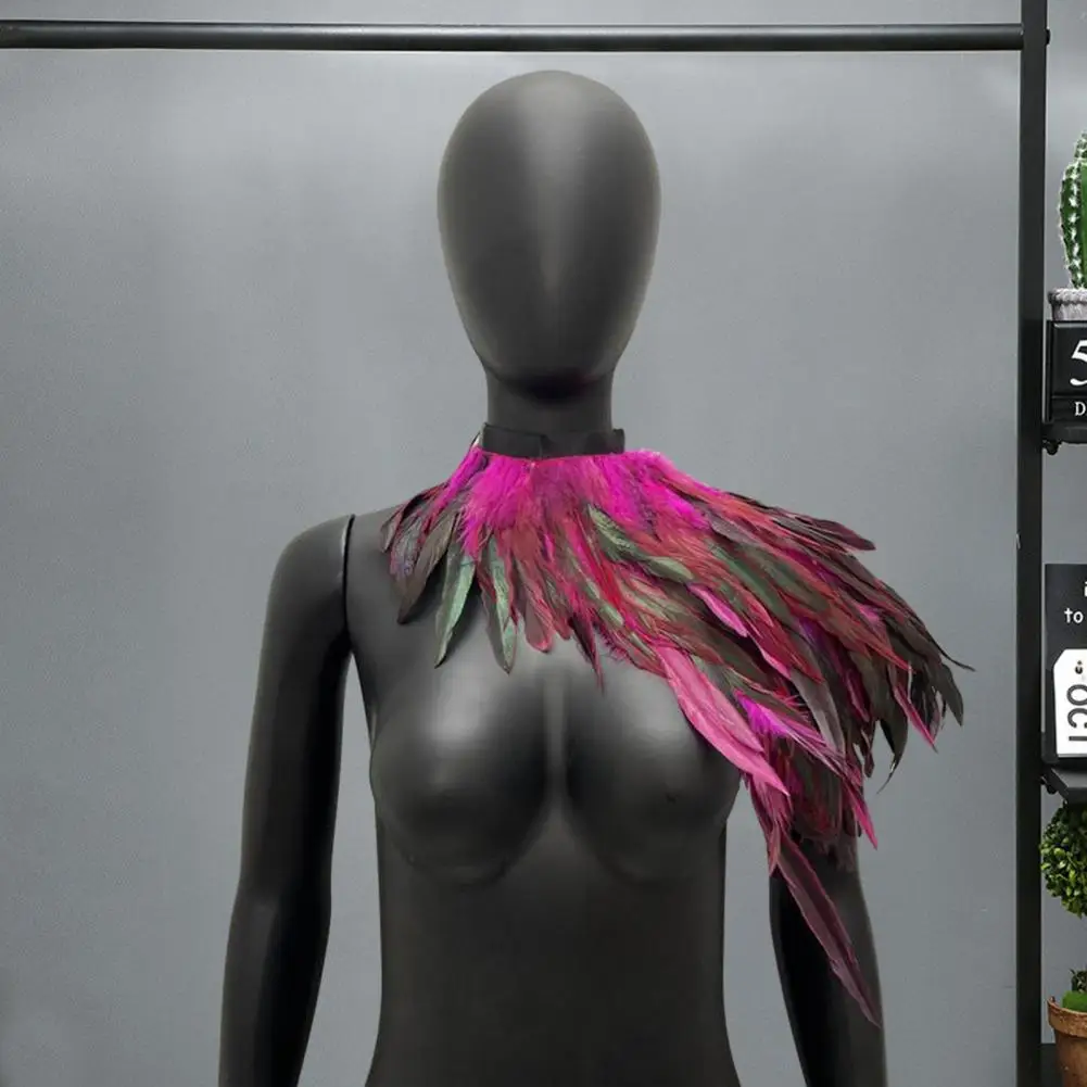 Fake Feather Shawl Feather Shrug Cape for Cosplay Stage Performance Adjustable Retro Collar Costume for Dancers Parties Stylish