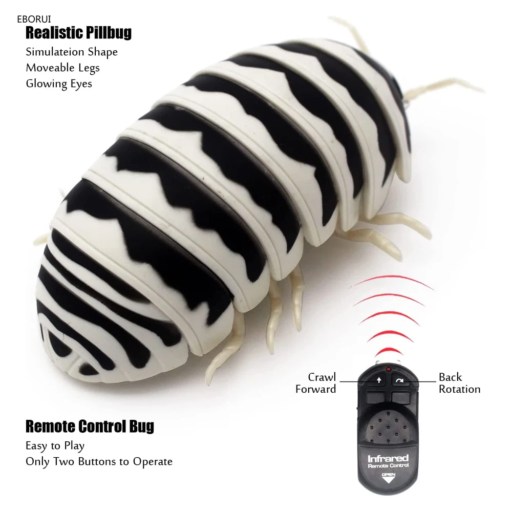 EBORUI RC Pillbug รีโมทคอนโทรลหนอนที่สมจริง Pillbug สัตว์อิเล็กทรอนิกส์ Prank ของเล่นแมลงรถวันเกิดสำหรับเด็กของขวัญของเล่น