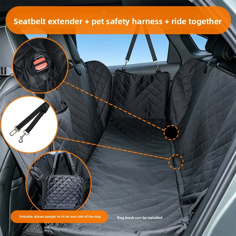 Car Pet Seat Mat Waterproof Dog Rear Bench Cover Foldable Washable Oxford Fabric Nonslip Protector With Pockets For SUV Trunk