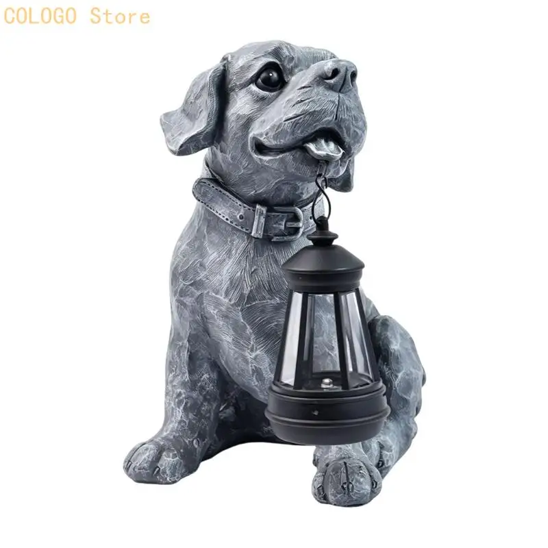 Dog Garden Figure with Hanging Light for Porch and Entry Use D0LD