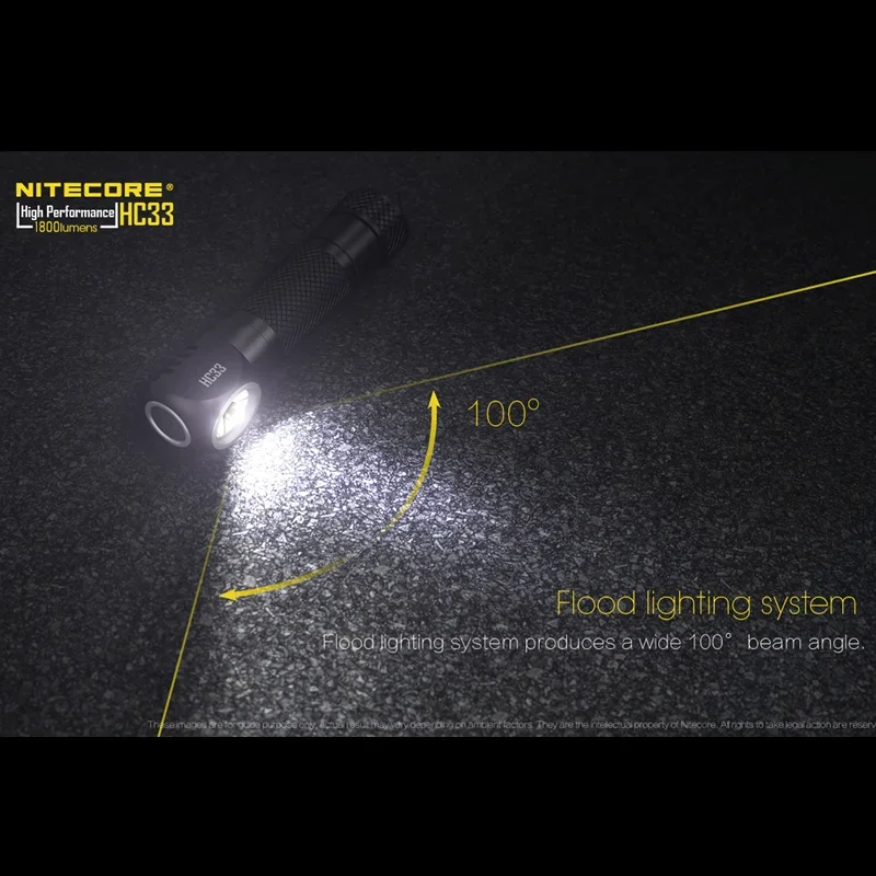 NITECORE – lampe frontale multifonction HC33 HD LED, 1800Lumens, CREE XHP35, magnétique, en forme de L, pour les voyages de nuit