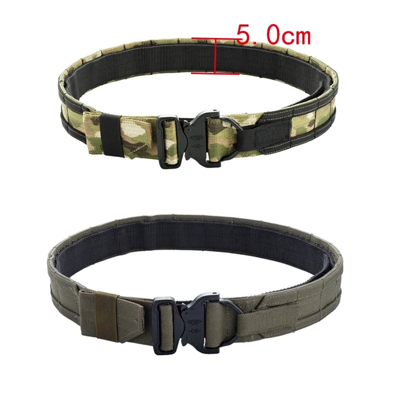 2 Inch Tactical Belt Airsoft Molle Battle Belt Combat Multicam Gear Outdoor Double Layer Metal Buckle Fighter Belt