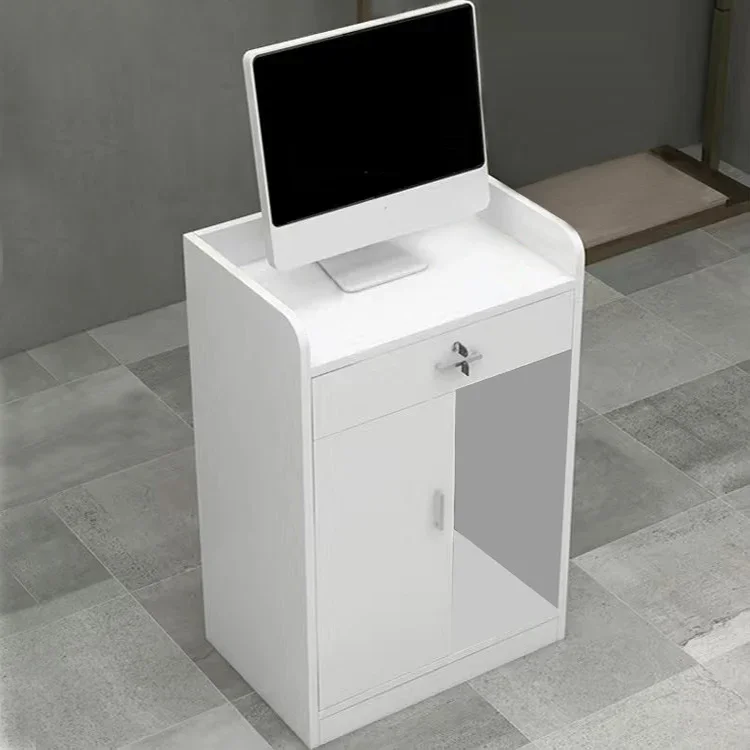 Podium Table Reception Counter Motion L Shaped Workshop Furniture Beauty Institute Reception Small Salon Reception White Desk