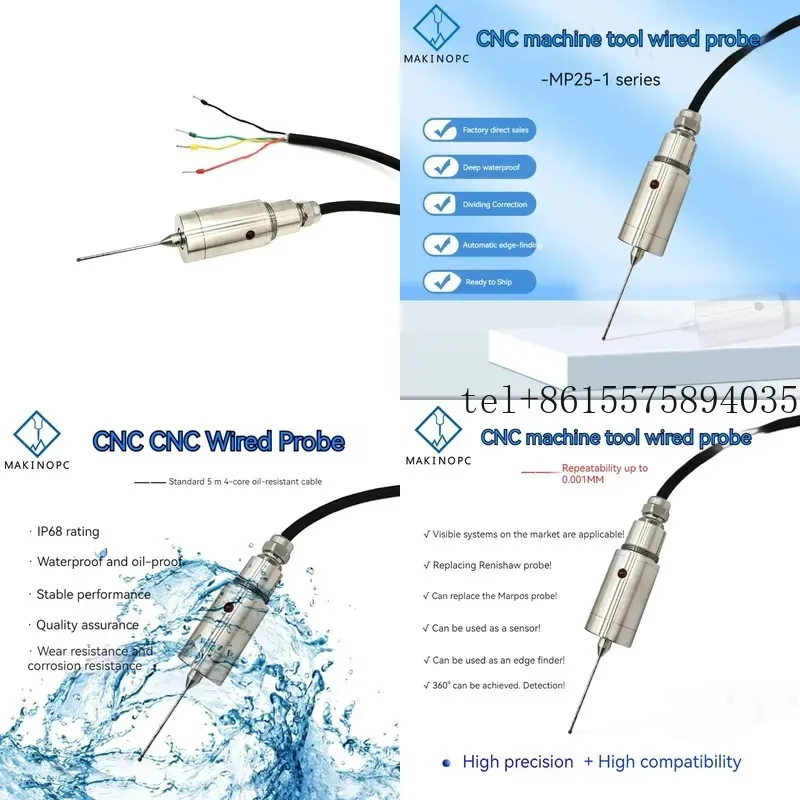 

Hot Universal IP68 Stainless Steel 316 CNC Machine Tool High Precision Wired Probe Sensor with LED Indicators MP25-1