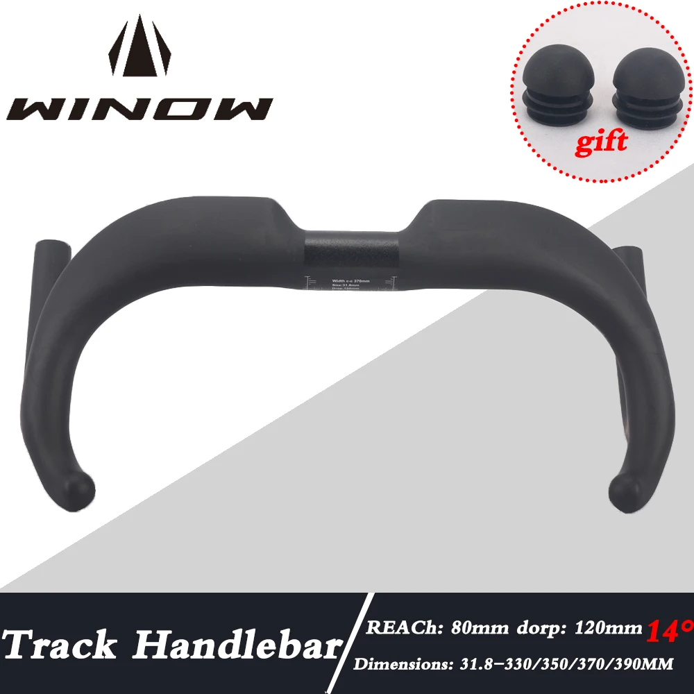 Winow Carbon Track Handlebar 14 Degree 31.8MM-330/350/370/390MM Track Bike Road Bicycle Handlebars UD Matte 2024