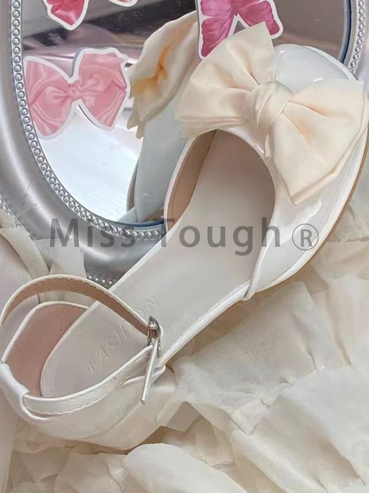 Elegant Vintage Lolita Shoes Women Bow Kawaii Sweet Platform Shoes Female Korean Designer Fairy Buckle Shoes 2024 Summer New