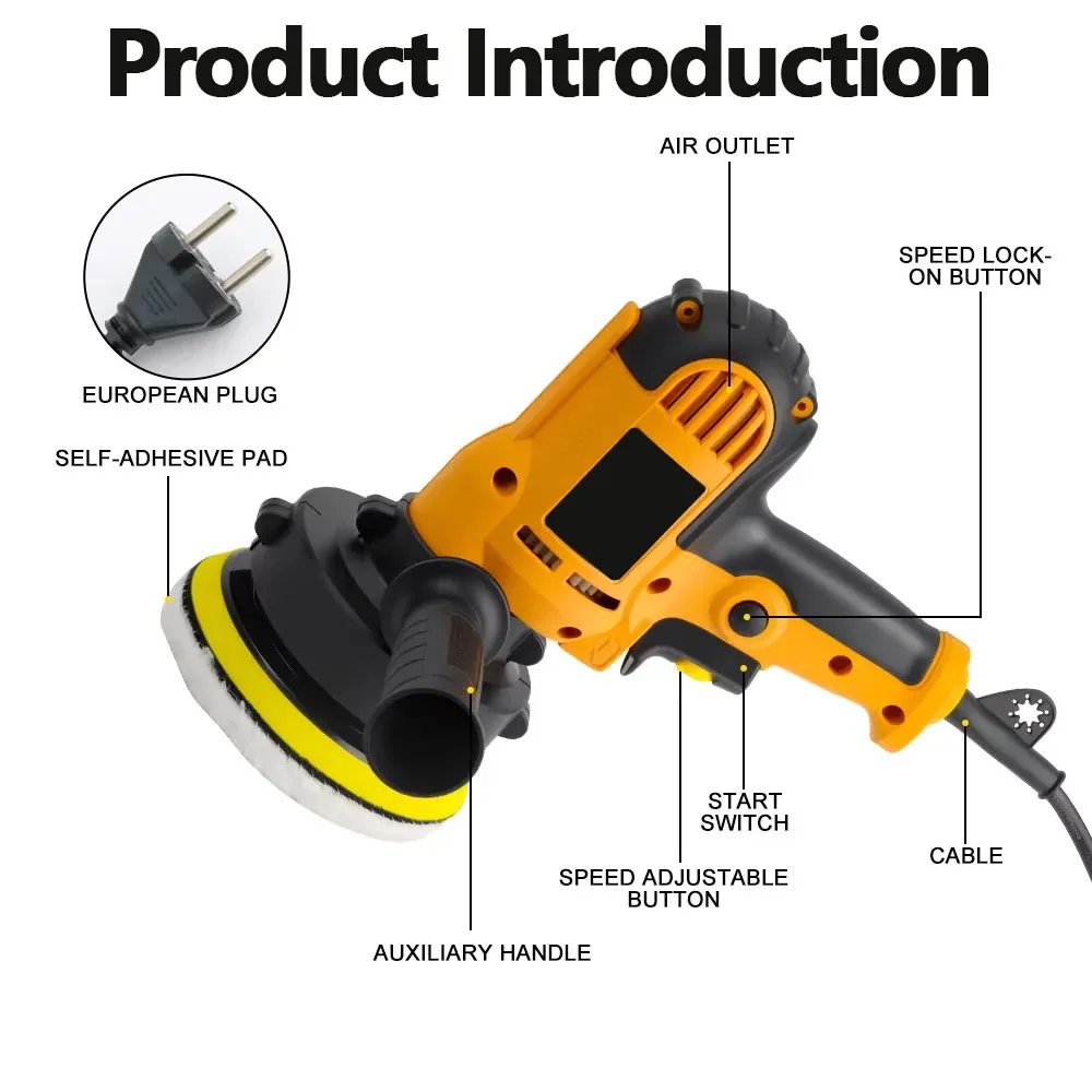 Handheld Car Polishing Machine, Double Handle Labor-saving Design, Complete Set of Tools For Body Polishing and Scratch Removal