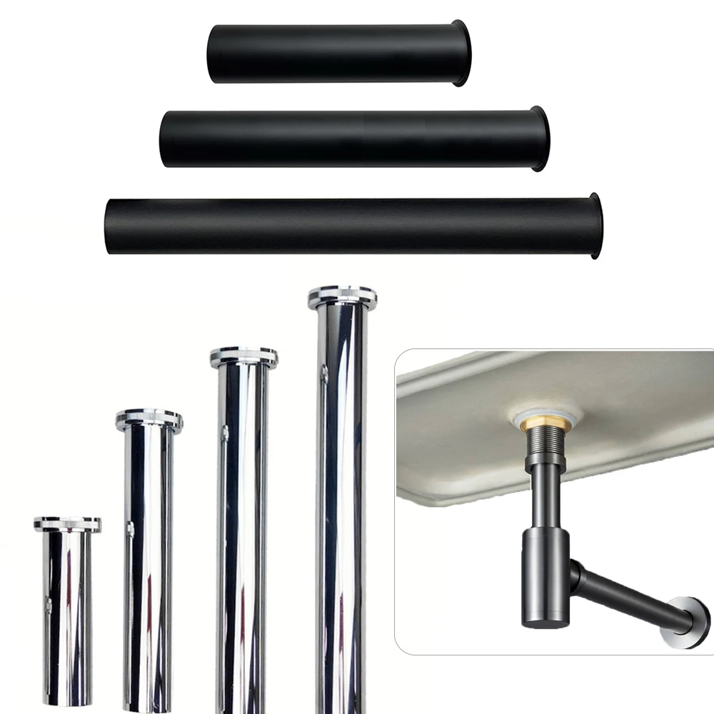 Different Size Custom Basin Pipe Tube Bathroom Sink Bottle Trap Drainpipe Sink Pop Up Drain Extension Washbasin Pipe Extension