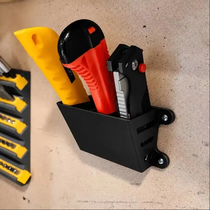 1Pcs Wall Tool Organizer Box 3D Printed Wall‑Mounted 4‑Slot Utility Knife Storage Rack Garage Workshop Hand Tool Holder