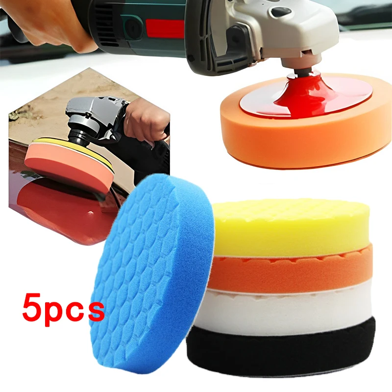 

5pcs/set Automobile Polishing Disc Waxing Sponge Plate Hexagonal Indentation Throw Disc Restore Disc 3/4/5/6/7 Inch Car Gadget