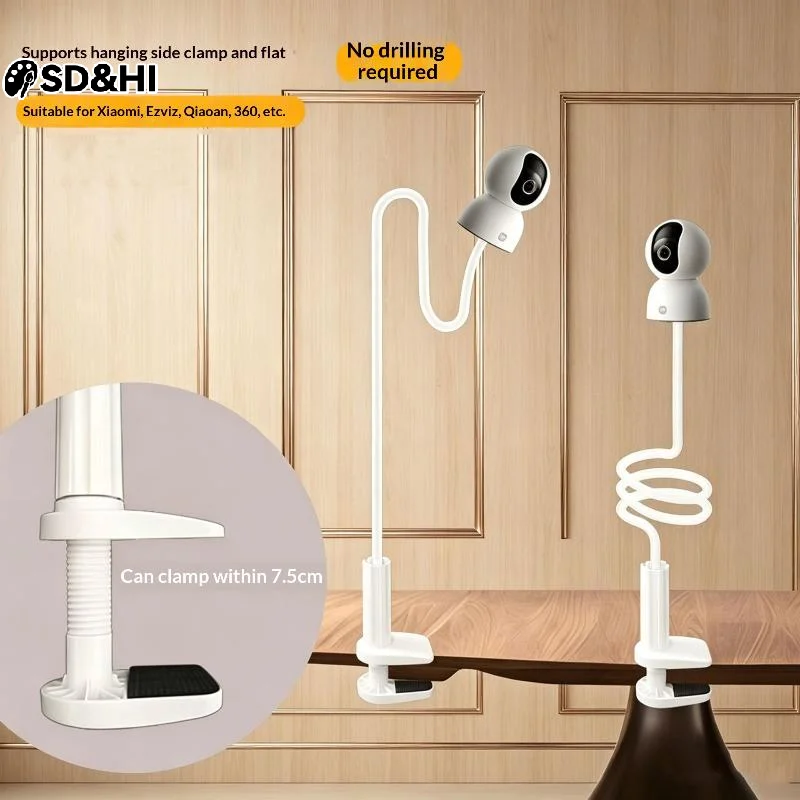 Adjustable Angle Surveillance Camera Clamp Bracket Punch Free For Cabinet Ceiling Tabletop