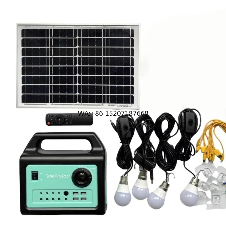 Panel Light Bulbs Solar Energy System Projector Outdoor Camping Solar Powered Projector Satellite TV Projector With Solar