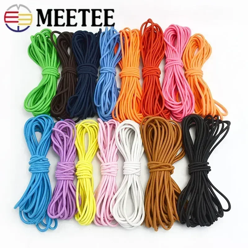 

2/5/10Meters Meetee 5mm Colorful High-Elastic Rope Round Stretch Elastic Cord Rubber Band Headwear Belt Garment Sewing Accessory