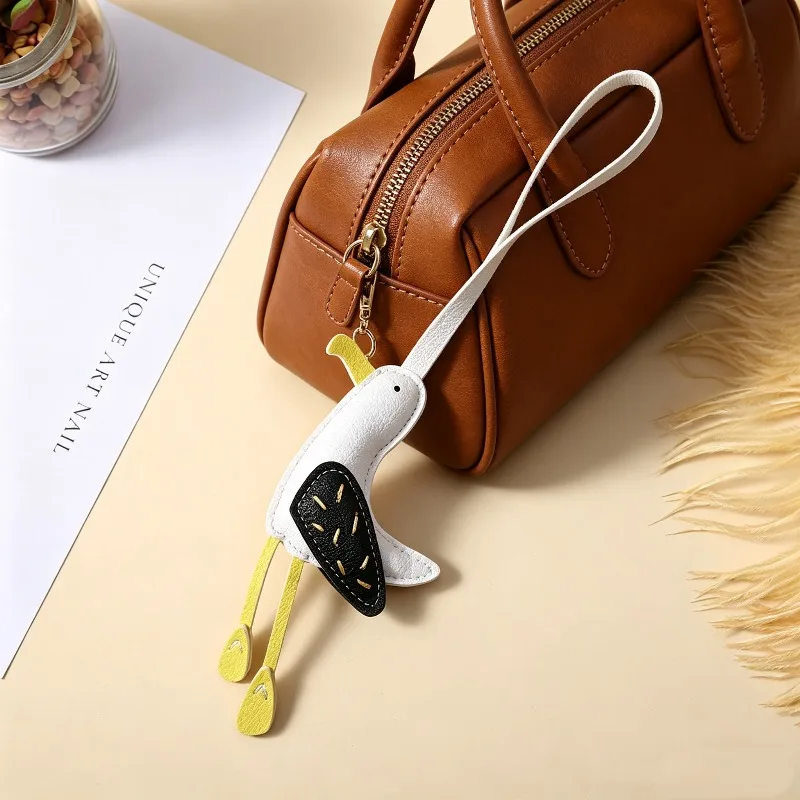 New Cute Seagull Keychain Adorable PU Leather Design Perfect for Bag Charm Car Key Ring Ideal Gift for Women