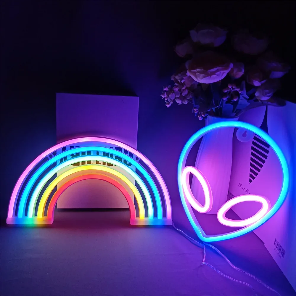 LED Neon Night Light แขวนผนังป้ายนีออนสําหรับห้องเด็กบ้านห้องนอนปาร์ตี้บาร์งานแต่งงานตกแต่งคริสต์มาสของขวัญโคมไฟนีออน