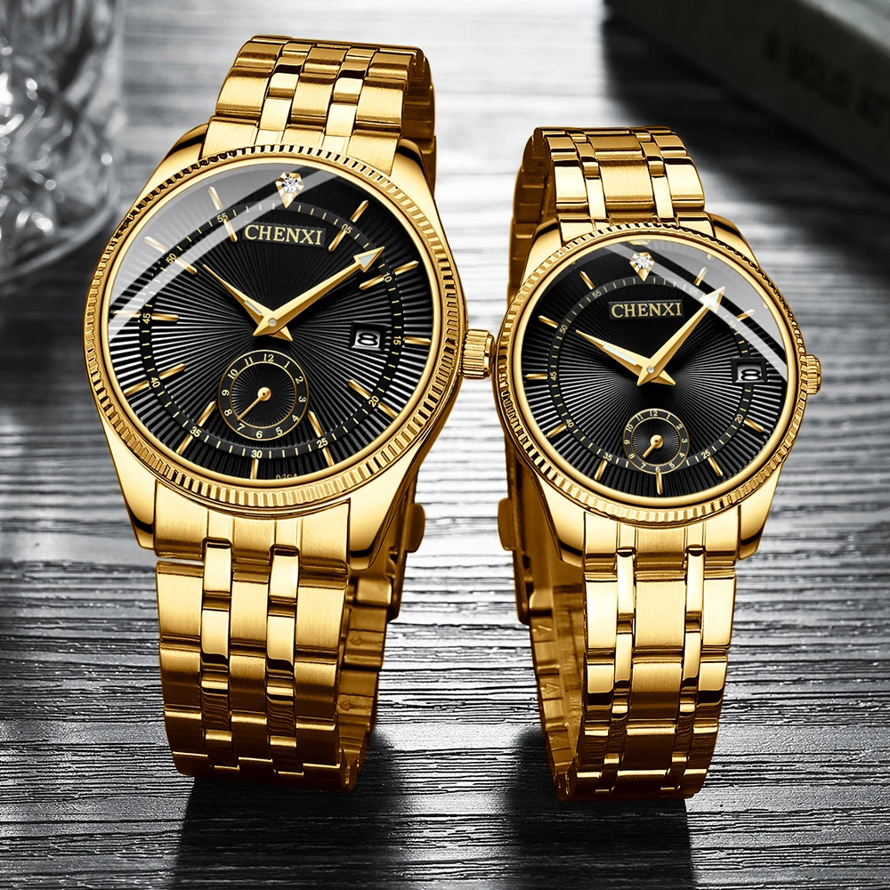 CHENXI Fashion Brand Watches Women Men Quartz Watch Luxury Golden lovers\' Wristwatches Creative Clock Watches relojes hombre