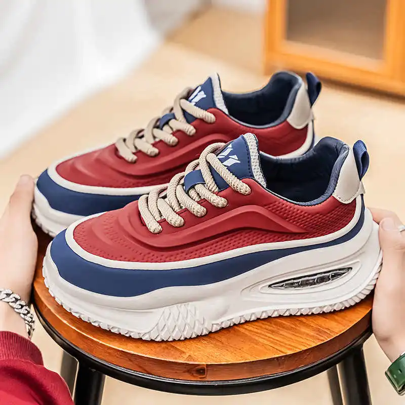 

Массивные красные кроссовки со шнуровкой, тканые мужские туфли для мужа, купить мужскую обувь, спортивные кроссовки, Sapatos Outings Caregiver Obuv