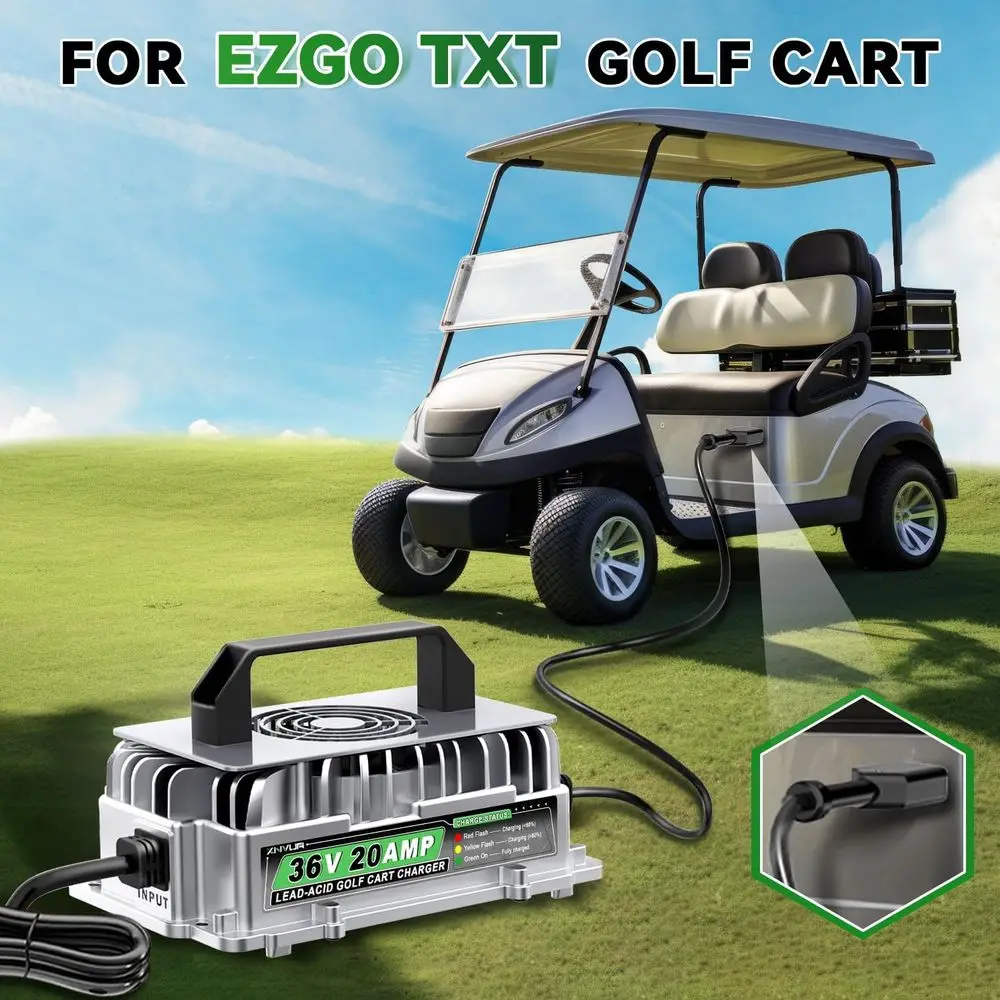 شاحن بطارية عربة جولف 36 فولت 20 أمبير لـ EZGO TXT مع قابس على شكل D لبطارية الرصاص الحمضية 36 فولت