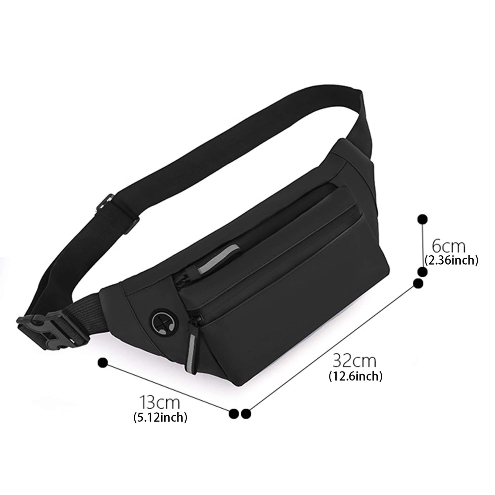 Bolsa crossbody masculina com fecho de zíper, bolsa de peito espaçosa para esportes e viagens, bolsa de cintura ajustável com grande capacidade