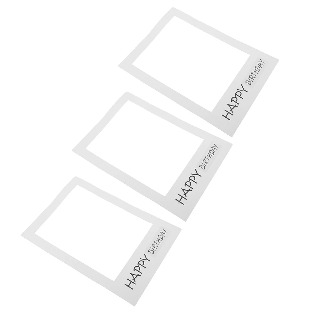 

3Pcs Happy Birthday Photo Booth Frame Paper Props Colorful Lightweight Birthday Party Supplies Photo Prop Frames