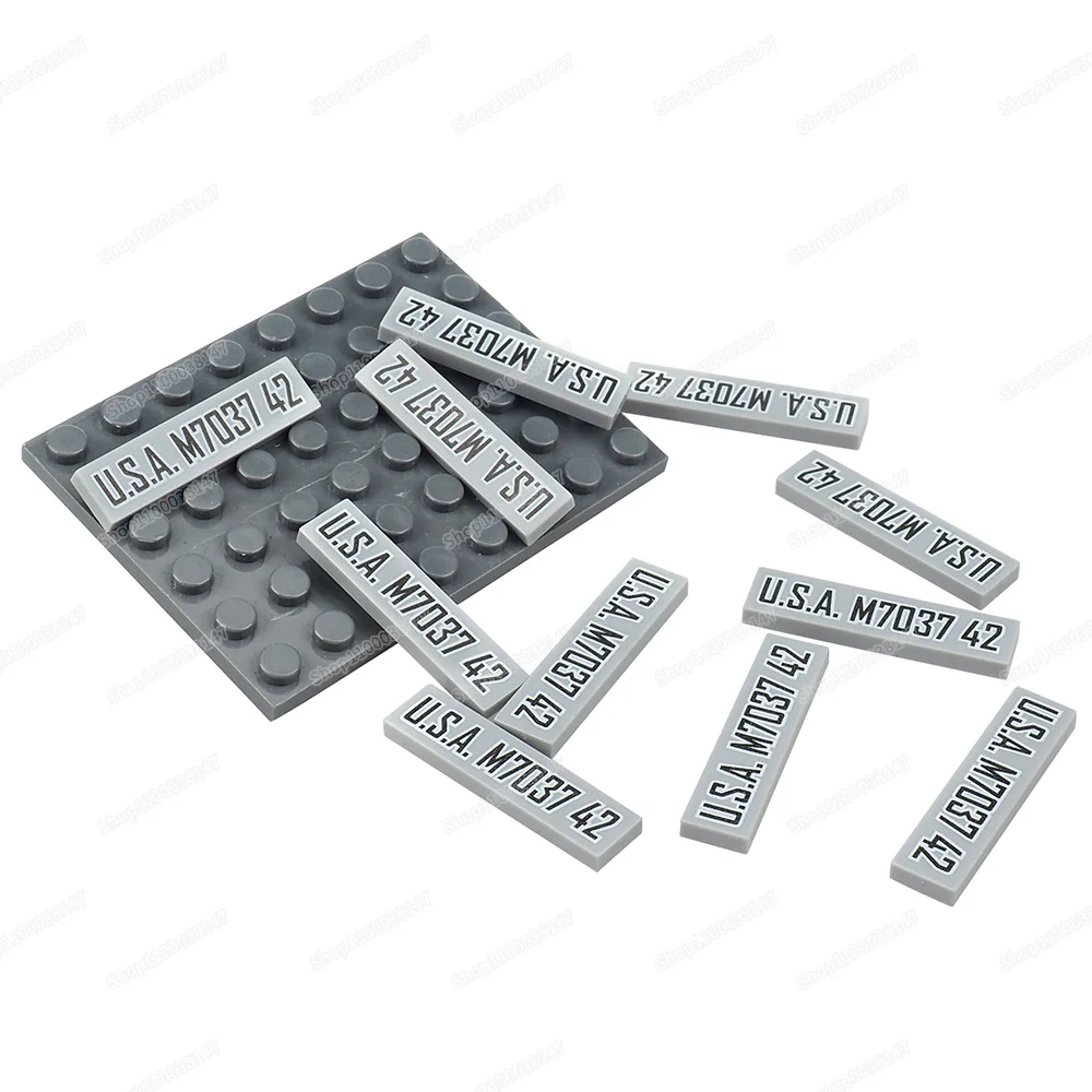 U.S.A.M7037 42 Pattern Building Block 2431 Printed 1x4 Tiles MOC Equipment Military Car Brand Model Scene Accessories Gifts Toys
