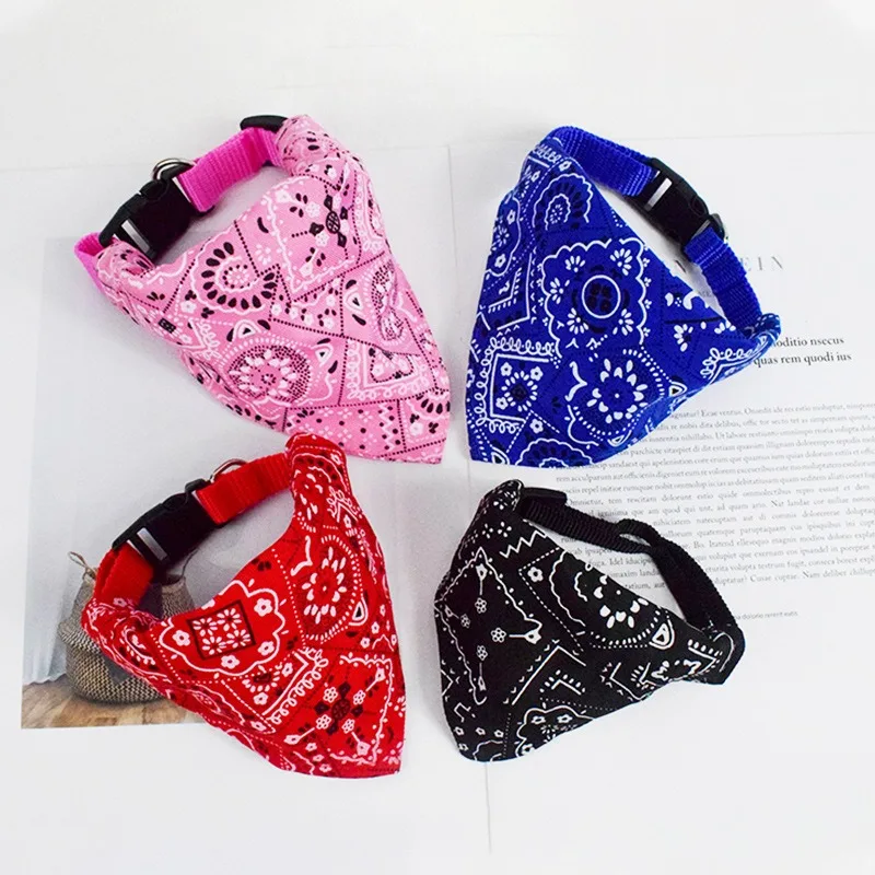 Pet Dog Neck Scarf Puppy Cat Dog Collar Bandana Collar Scarf with Leather Collar Accessories Adjustable Pet Puppy Cat Scarf