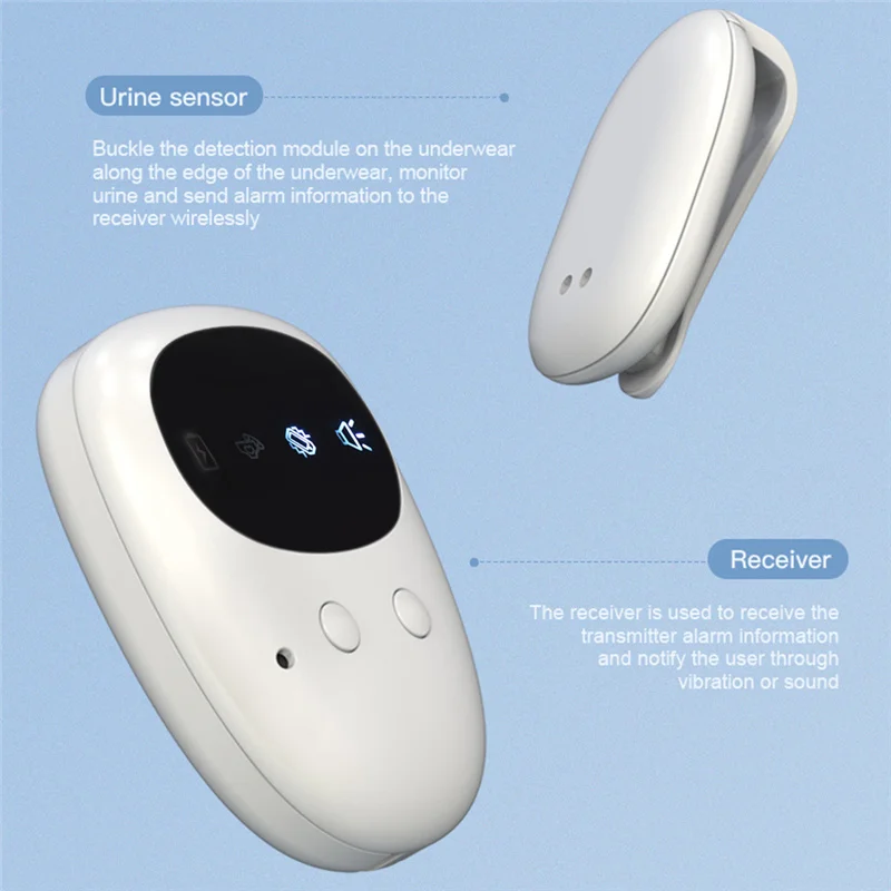 Wireless Bedwetting Alarm High Sensitivity Rechargeable Pee Alarm Strong Vibration Night Time Kids Adult Potty Training Reminder