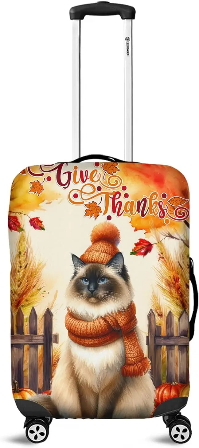 سعيد الشكر رجل يعطي شكرا الخريف قبعة وشاح ترحيب السفر غطاء الأمتعة القط عاشق هريرة مالك الهدايا حقيبة