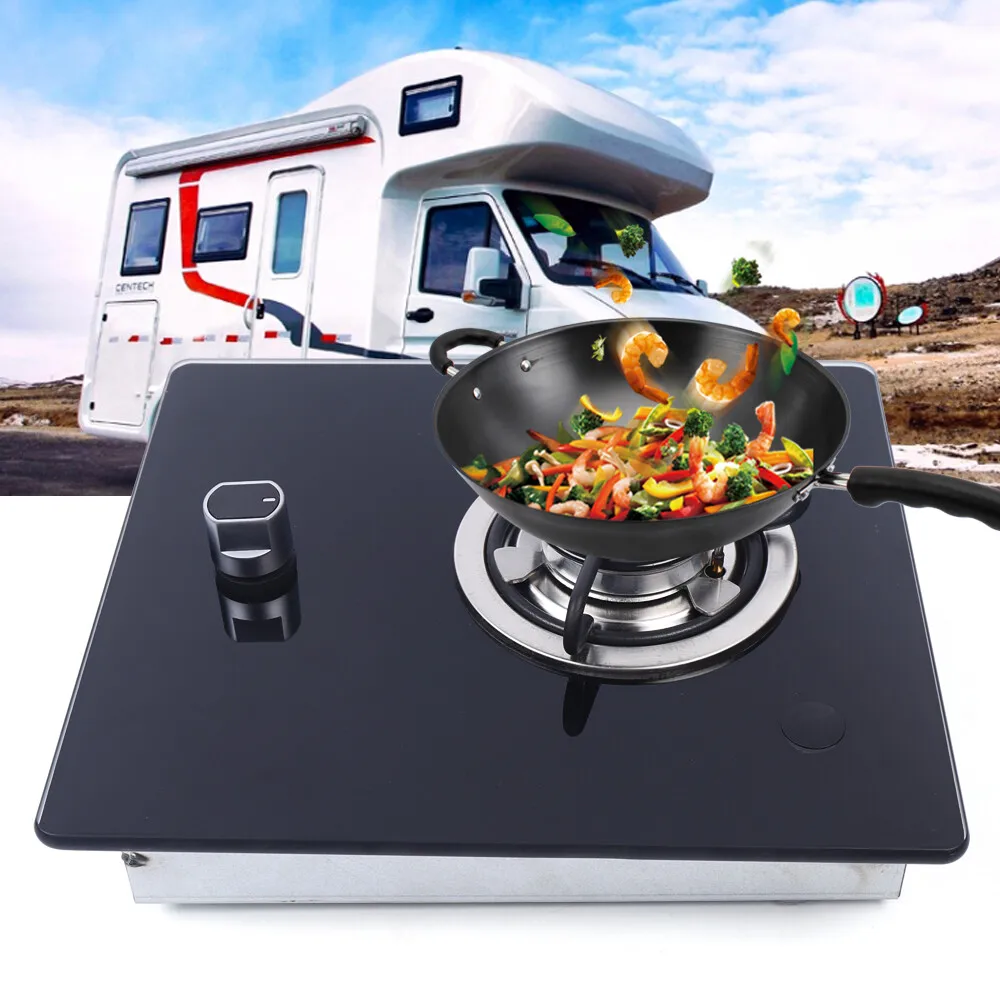

Single Burner Gas Stove Hob RV Gas Cooktop LPG with Tempered Glass Knob-Control For Boat Caravan RV Camper Van 225*290mm