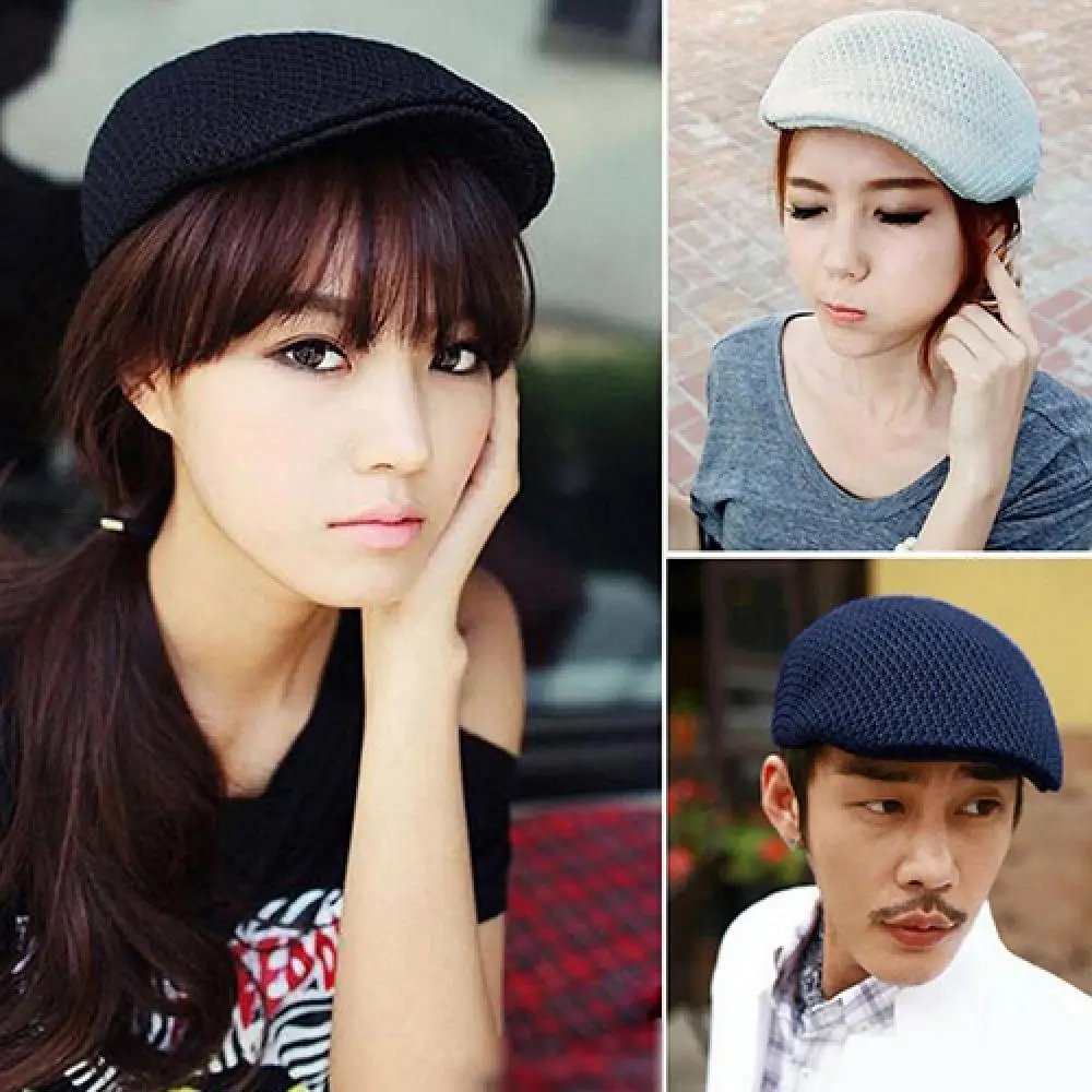 British Style Women Beret Hat Men Sun hat Golf Driving Cabbie Hat Newsboy Ivy Flat Cap Summer Cap Duck Mesh Sun Flat Cap Visors