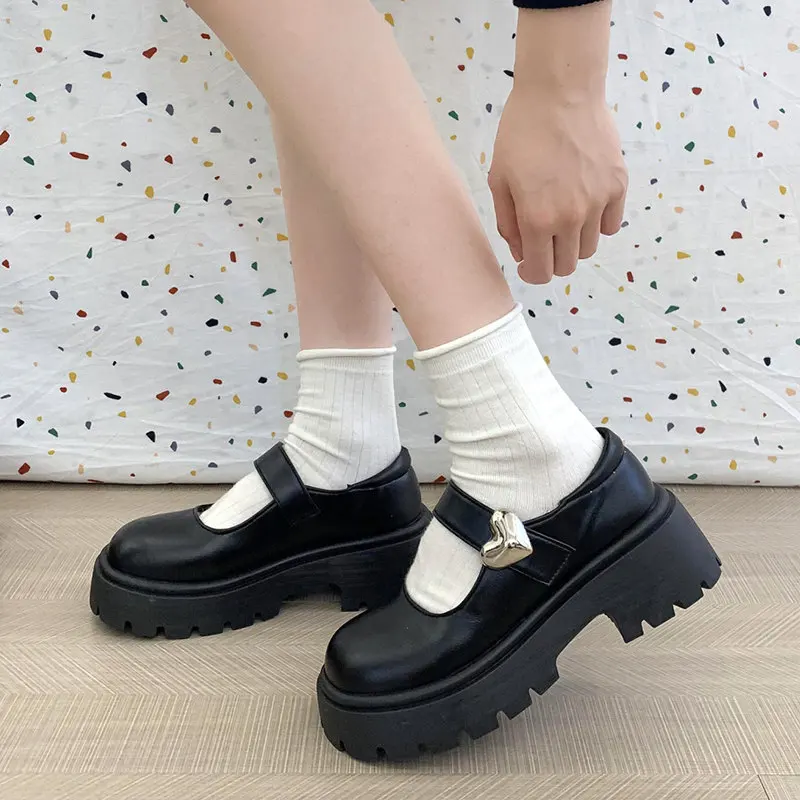 Tacco grosso da donna Mary Janes scarpe autunno punta tonda Lolita scarpe Vintage in pelle marrone studenti JK uniforme scarpe Cosplay