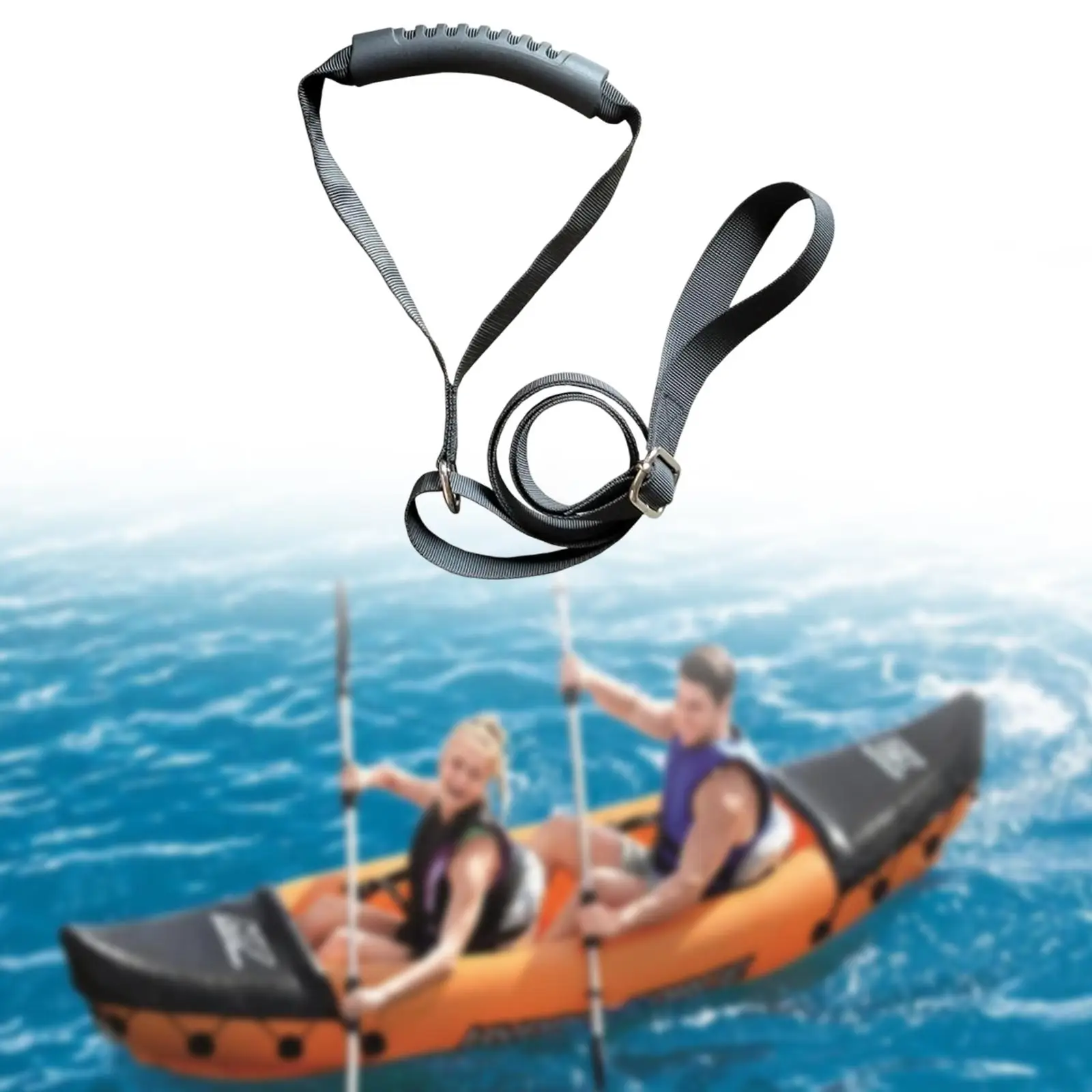 Kayak Stand Up Assist Strap Towing Rope Boat Drag Cord Adjustable SUP Handle Rigid Boat Accessories for Fishing Kayak