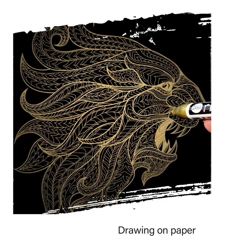 Permanenter Farbmarkierungsstift mit feiner Spitze, DIY-Farbmetallic-Stift, permanenter Gold-Silber-Marker, Ausbesserung, Schulmodellmalerei – Detail 7