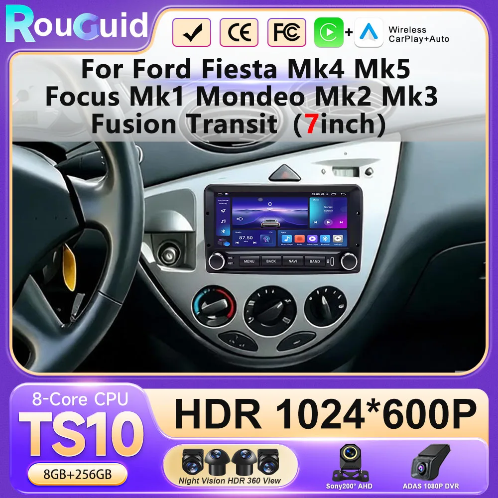 For Ford Fiesta Mk4 Mk5 Focus Mk1 Mondeo Mk2 Mk3 Fusion Transit Connect Ranger Puma Galaxy Mk1 Escort Mk6 Radia Player 6.86