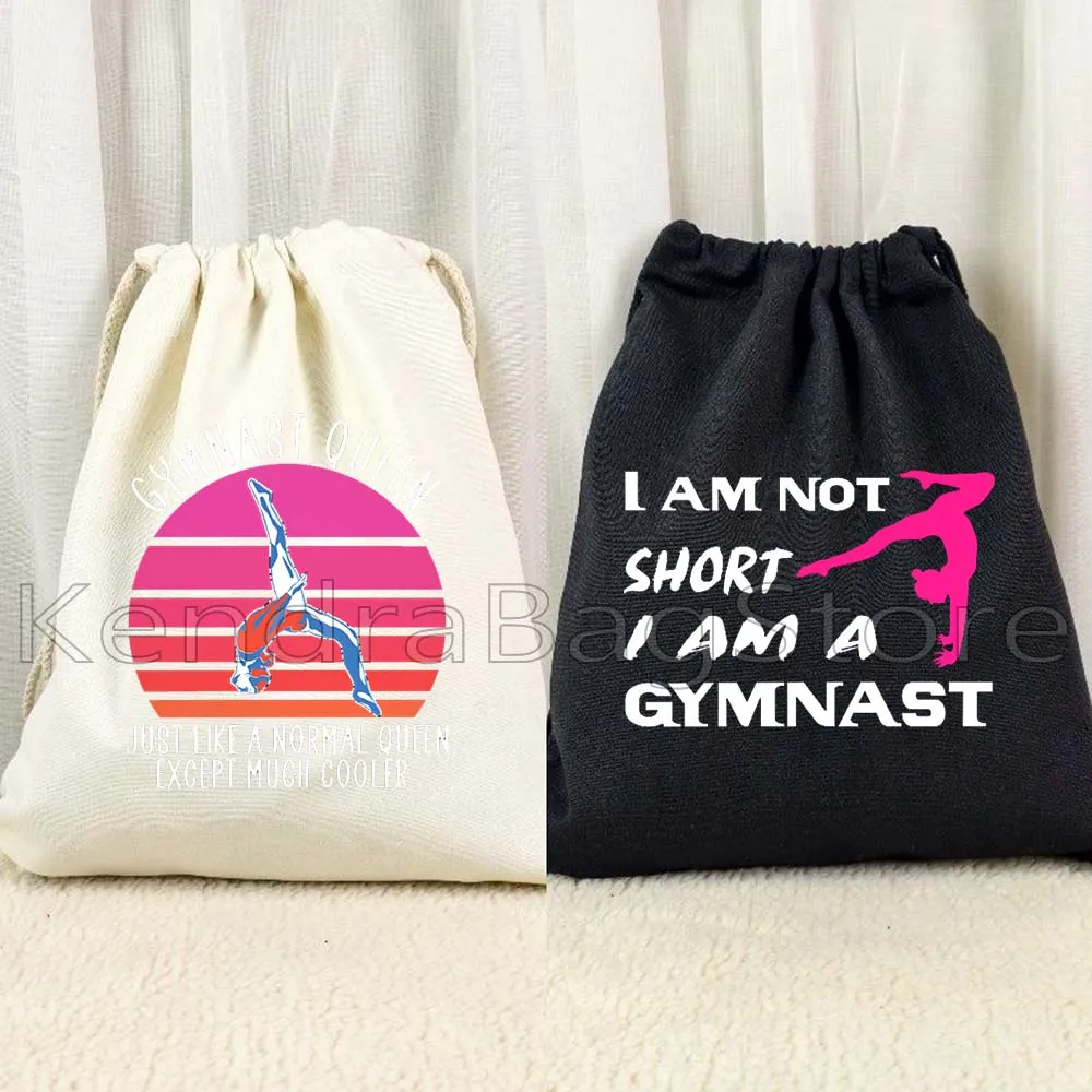 Retro Tumbling Gymnastics Girl Sport Dancer Drawstring Bags Soccer Backpack Gymnast Gift Balance Beam Gym Sackpack String Bag