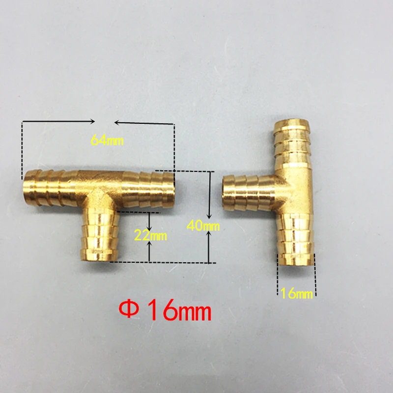 T way T-Shape Brass Barb Pipe  Hose Fitting 3 way connector For 4mm 5mm 6mm 8mm 10mm 19mm hose copper Pagoda Water Tube Fittings