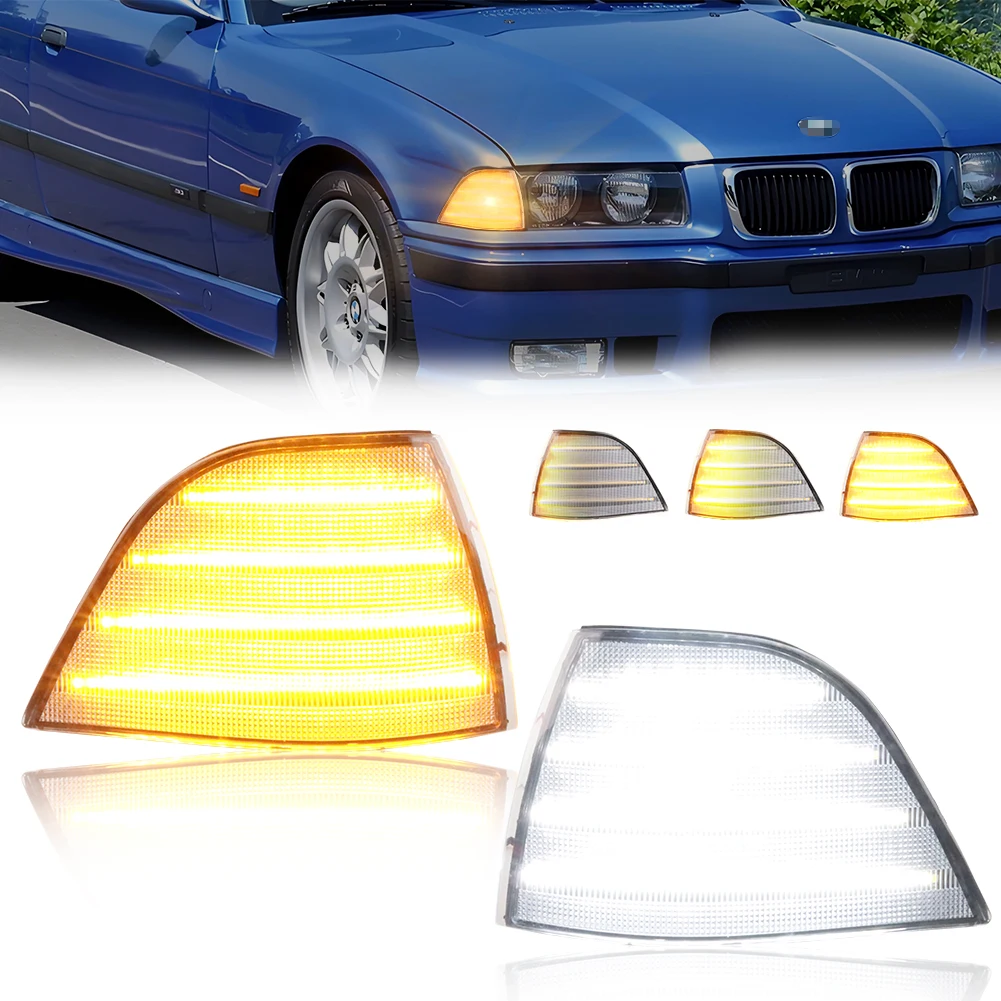 

2Pcs Front Corner Side Marker Turn Signal Light W/LED For 1992-1999 BMW 318i/318is/325i/325is/328i/328is/M3/323i/323is E36 Coupe