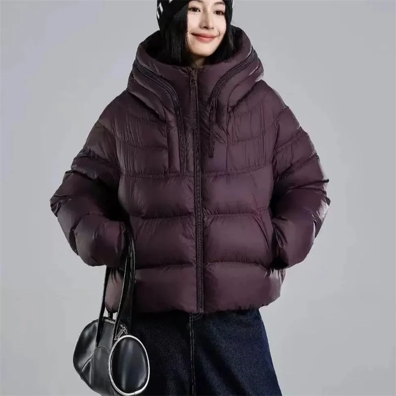

New Winter Korean Fashion Hooded Thick Warm Jacket Women Parkas Casual Loose Elegant Down Cotton Outerwear Female short Overcoat