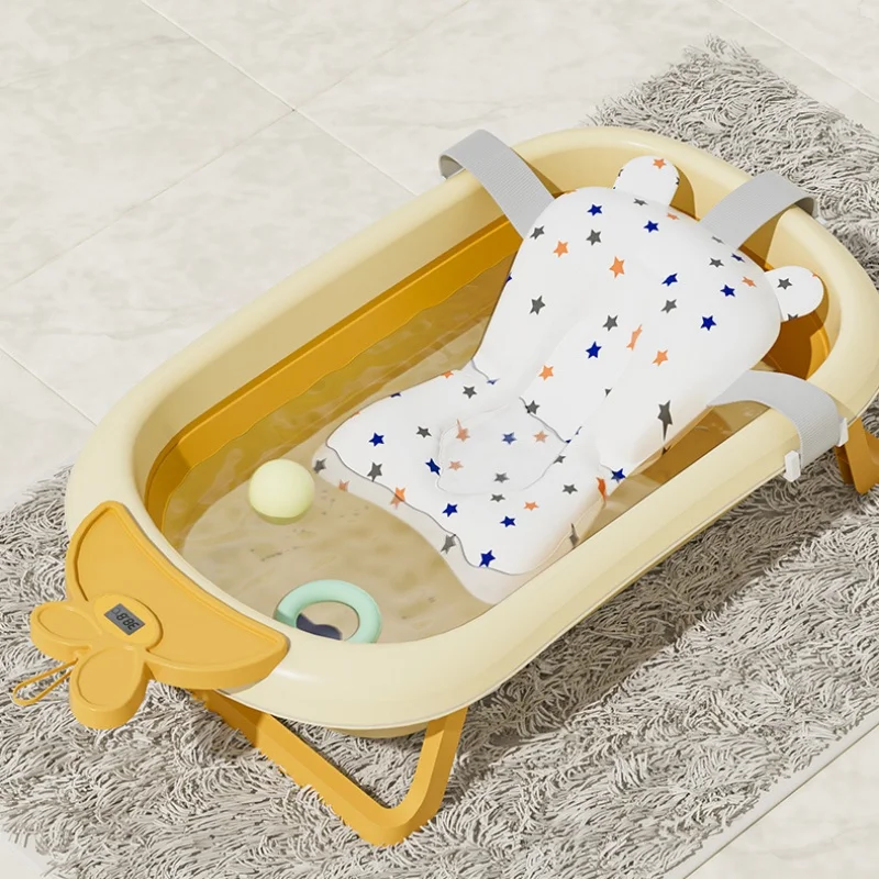 Baby temperature-sensing bathtub - foldable large-sized bathtub for children to sit or lie in - baby bath supplies for newborns